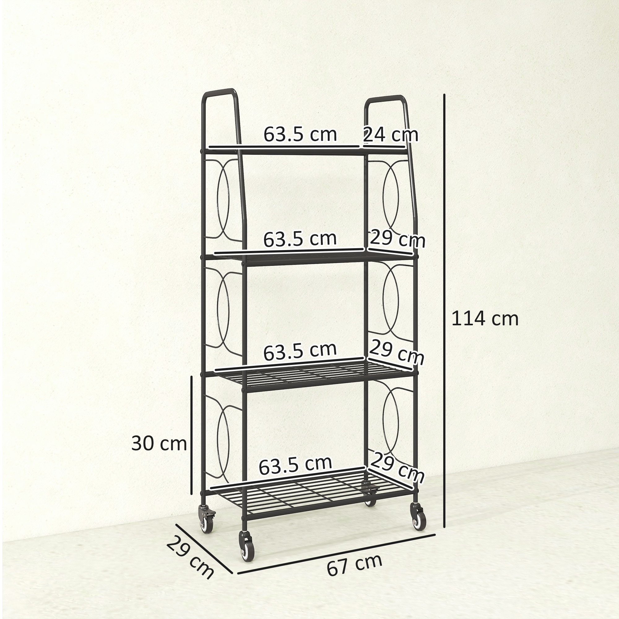 Outsunny 4 Tier Raised Garden Bed with Wheels and Adjustable Foot Pads - Black - Image 3
