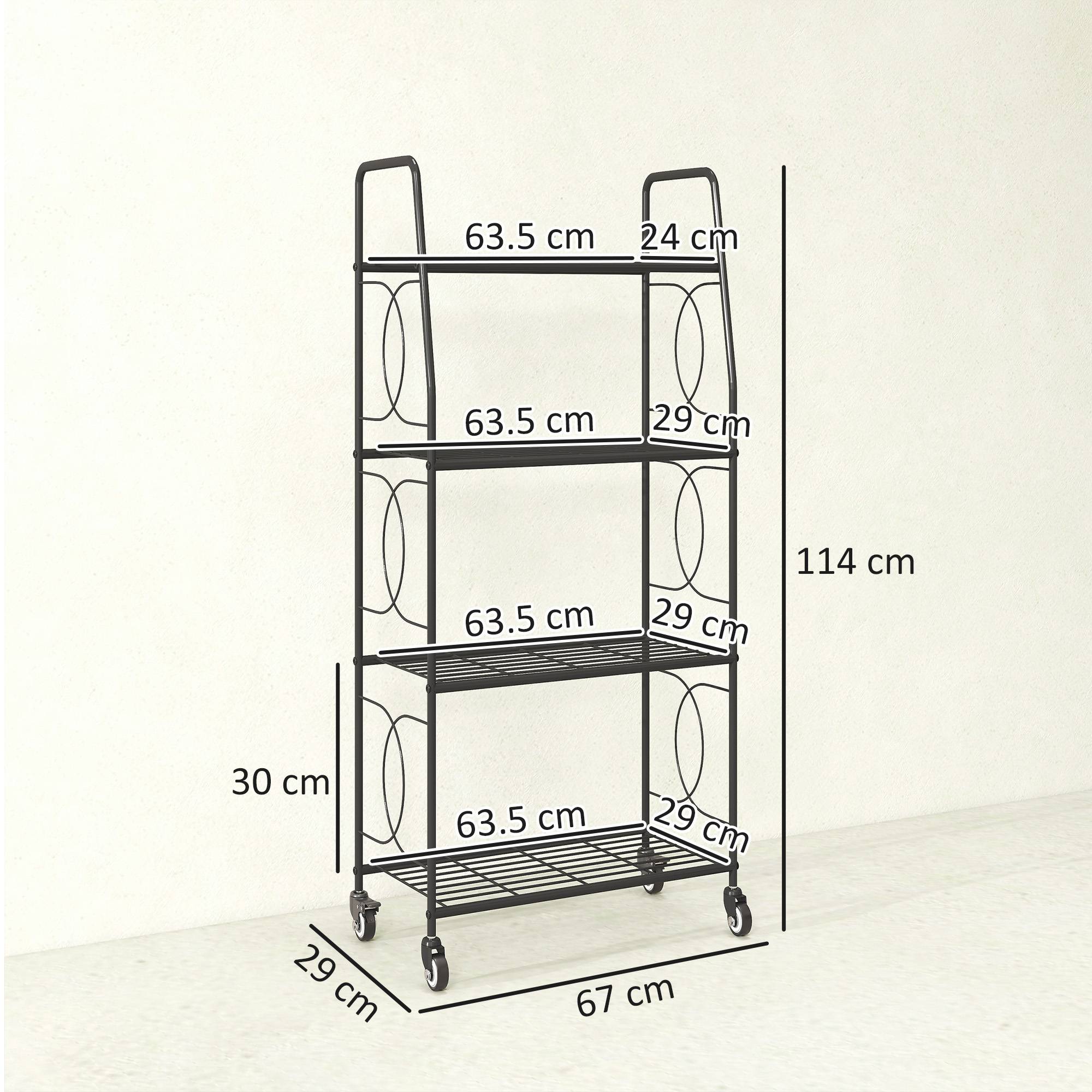 Outsunny 4 Tier Raised Garden Bed with Wheels and Adjustable Foot Pads - Black - Image 3