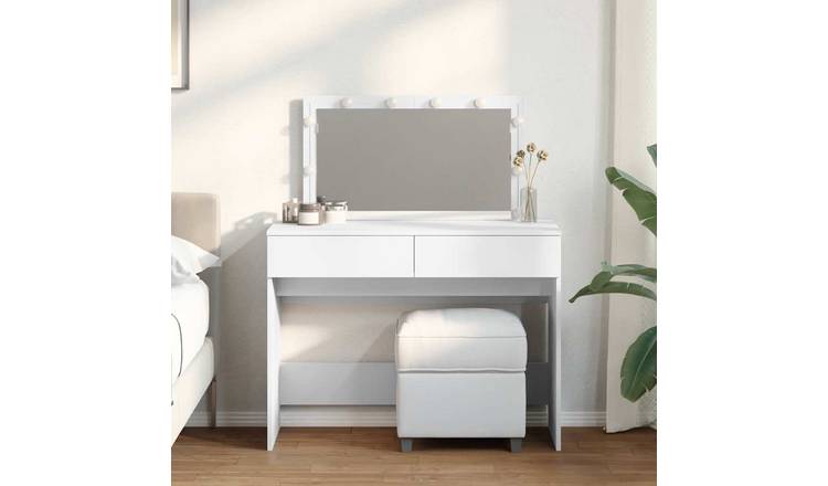 Walplus LED Glass Dressing Table - White - 100 x 40 x 120 cm