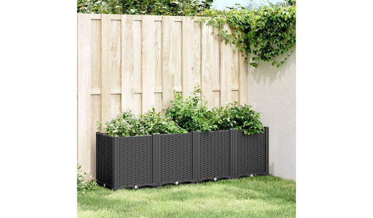 Walplus Polypropylene Garden Planter - Black - 160 x 40 x 53 cm