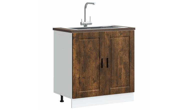 Walplus Engineered Wood Porto Sink Base Cabinet - Dark Oak - 80 x 46 x 81.5 cm