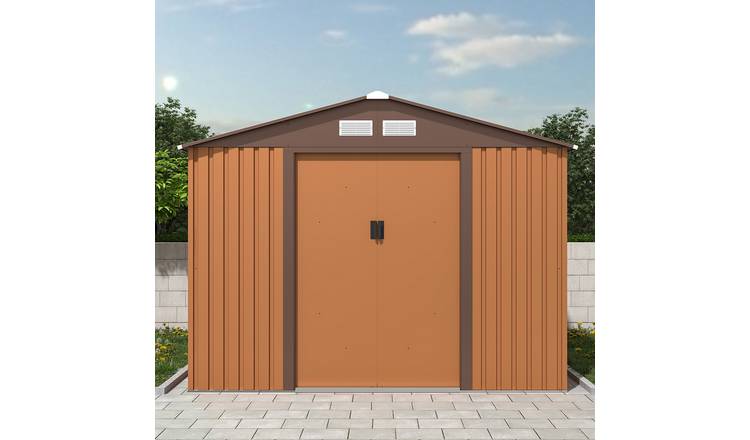 Charles Bentley 8ft x 10ft Metal Garden Storage Shed – Brown