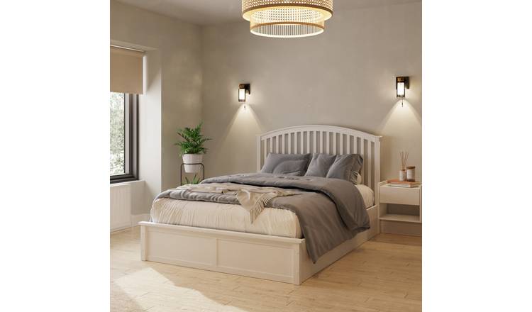 GFW Madrid Double Wooden End Lift Ottoman Bed with Mattress - White