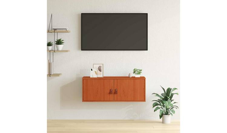 Walplus Solid Pine Wood Wall Cabinet - Brown - 80 x 30 x 30 cm