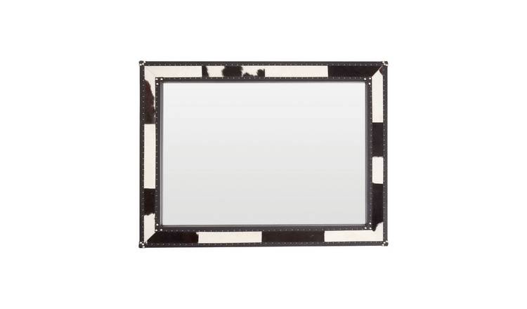 Orsina Kensington Townhouse Genuine Cowhide Wall Mirror - Black And White