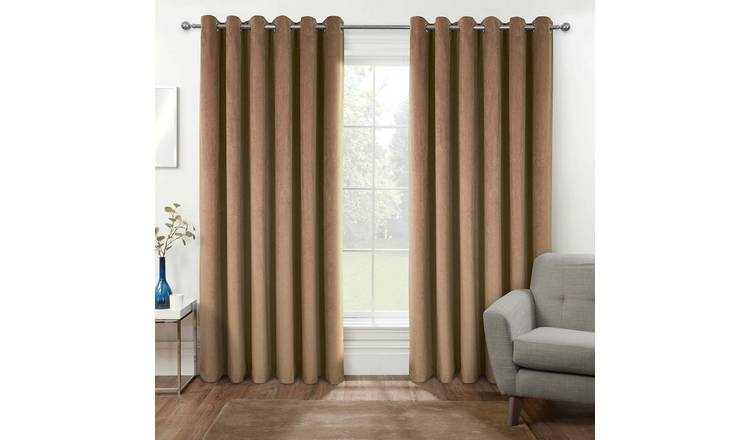 Homescapes Beige Thermal 100% Blackout Velvet Curtains - 117cm x 137cm