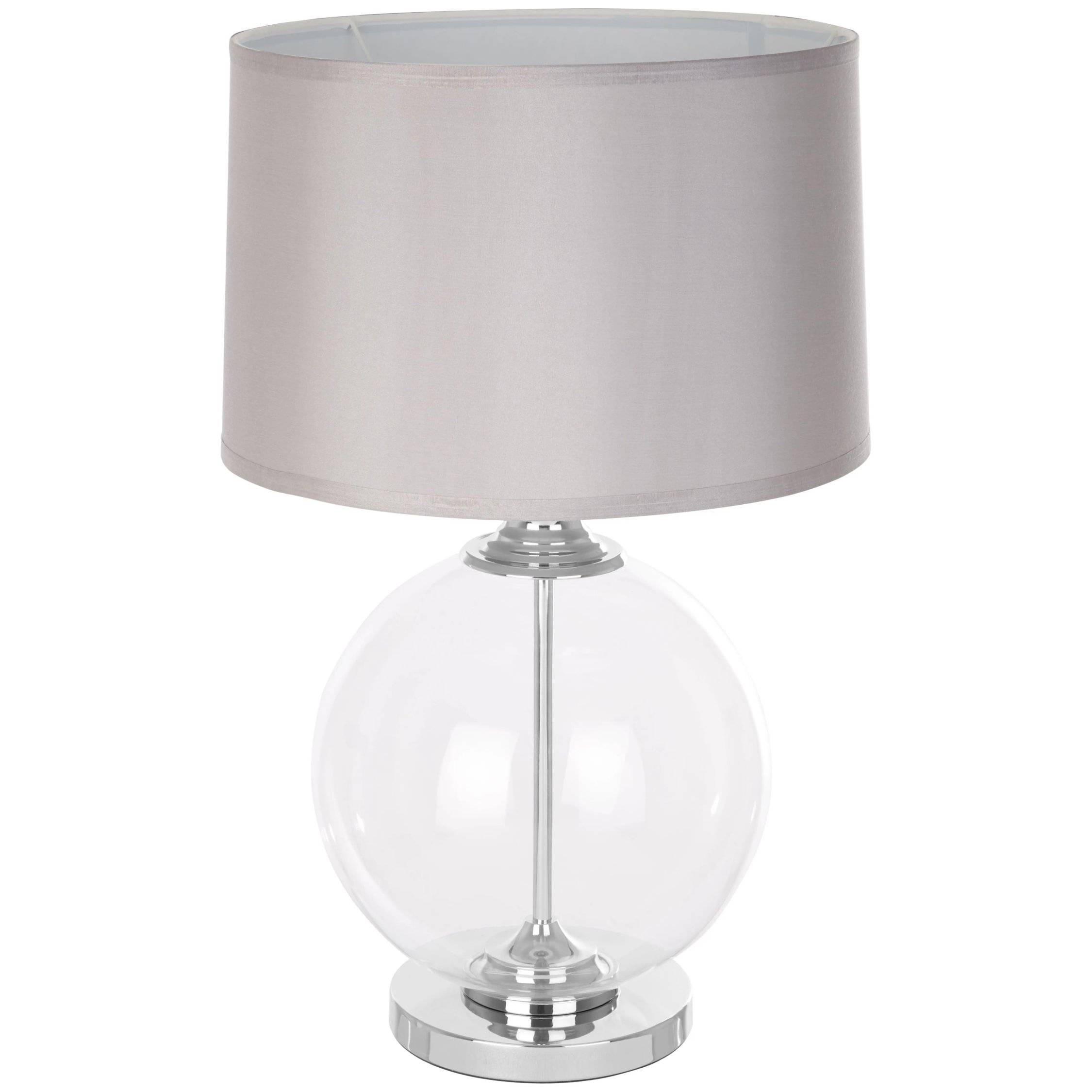 Orsina Edna Small Glass Table Lamp With Silk Shade – Silver - Image 1