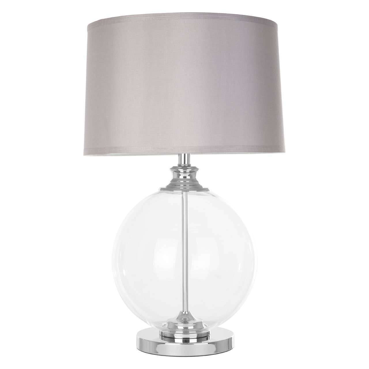 Orsina Edna Small Glass Table Lamp With Silk Shade – Silver - Image 2