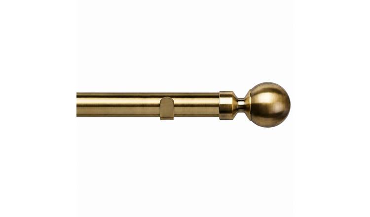 New Edge Blinds 28mm Antique Brass Ball Fixed Eyelet Curtain Pole - 250cm