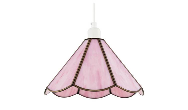 Happy Homewares Pink Tiffany Glass Panelled Easy-Fit Pendant Shade - 30cm