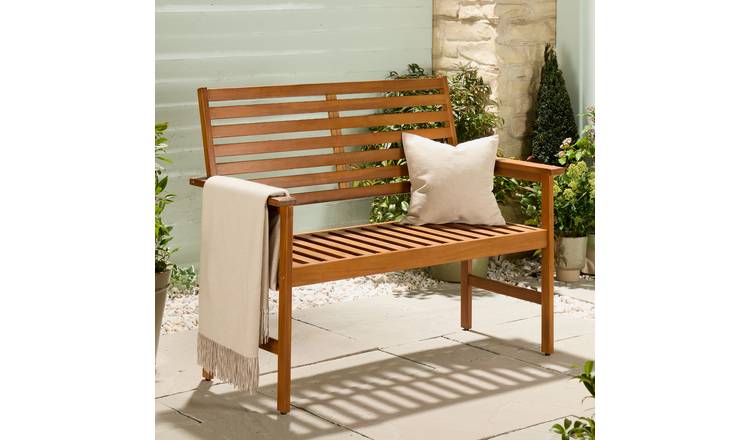 Vonhaus Cannes Acacia Wood 2 Person Garden Bench - Brown