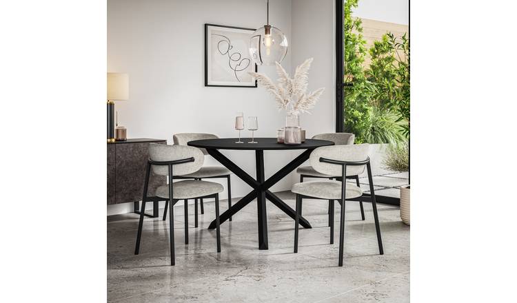 Furniture Online Malvern Black Dining Table & 6 Myla Grey Chairs