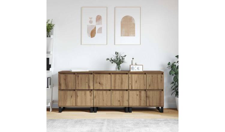 Walplus 3 Piece 4 Door Sideboard - Oak - 60 x 35 x 70 cm