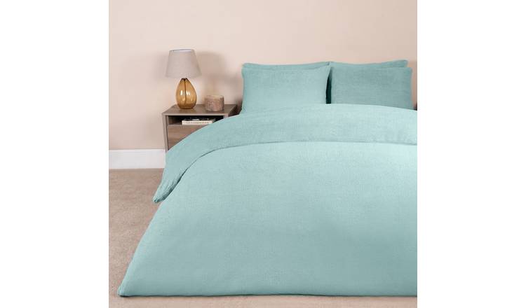OHS Thermal Soft Teddy Fleece Duvet Cover Bedding Set Duck Egg - Double