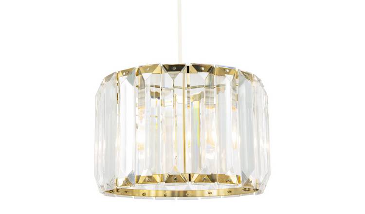 Happy Homewares Gold Easy Fit with Clear Acrylic Pendant Shade - 25cm