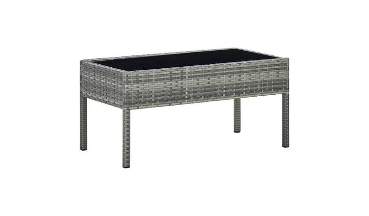 Walplus PE Rattan Garden Table - Grey - 75 x 40 x 37 cm