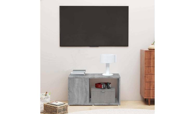 Walplus Engineered Wood TV Cabinet - Grey and Oak - 60 x 24 x 32 cm