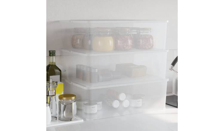 Walplus Pack of 3 Polypropylene Storage Boxes 25 L Stackable - 54 x 38 x 16 cm