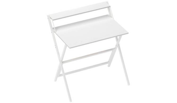 HOMCOM 81.5 cm Foldable Computer Desk with Monitor Shelf - White