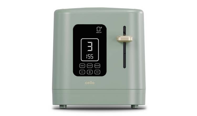 Cello Digital 2 Slice Toaster with Touch Control and Timer - Sage Green