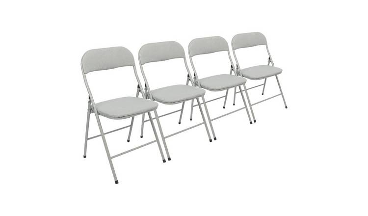 Harbour Housewares Fabric Padded Metal Folding Chairs - Grey - Pack of 4