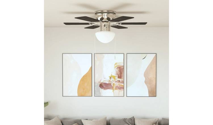 Walplus 82 cm Steel Ornate Ceiling Fan with Light - Dark Brown