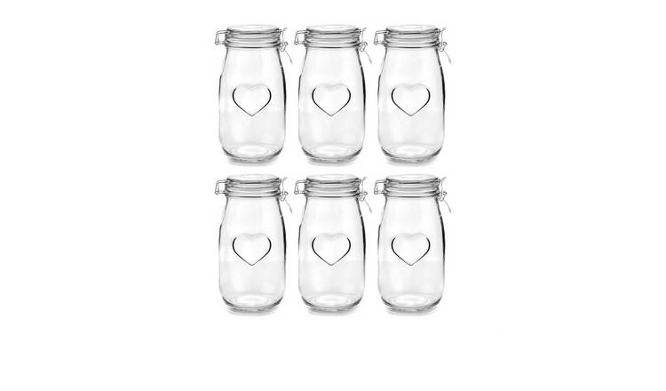 Nicola Spring Heart Glass Storage Jars - Pack of 6