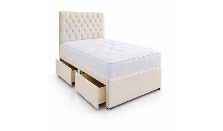 Comfy Deluxe 6ft Super King     2 Drawer Velvet  Divan Bed Set -  Cream