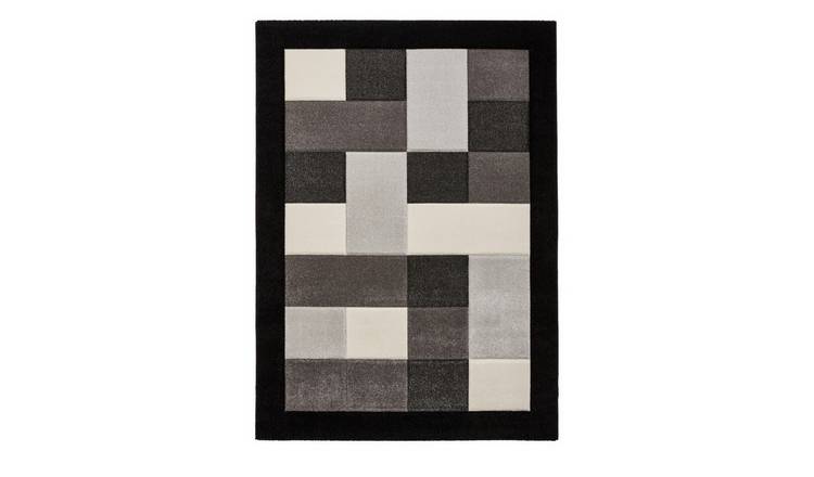 Mega Flooring Black Modern Bordered Rug - 60 x 120cm