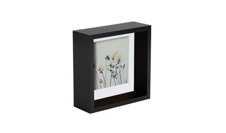 Nicola Spring 3D Deep Box Photo Frame - 6x6" with Mount - Black & White