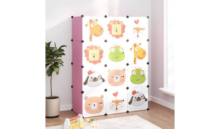 Walplus 12-Cube Plastic Storage Cube Organiser - Pink - 110 x 46.5 x 144 cm