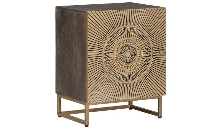 Walplus 1 Door Solid Wood Bedside Cabinet - Coffee - 40 x 30 x 50 cm