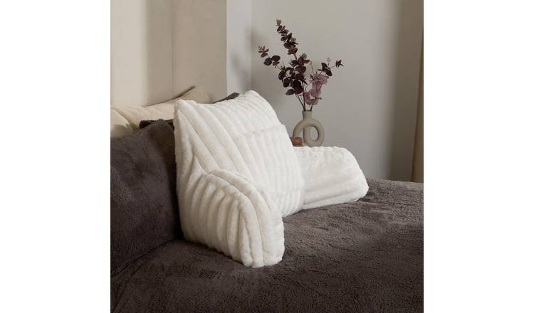 OHS Heatable Ribbed Faux Fur Cuddle Cushion - Cream