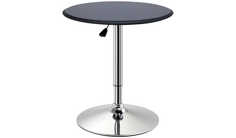 HOMCOM Round Adjustable Height Swivel Metal Base Bar Table – Black