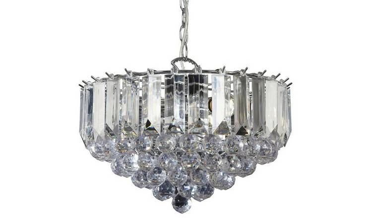 Loops Direct Fargo Steel and Acrylic 3 Light Ceiling Pendant - Chrome Clear