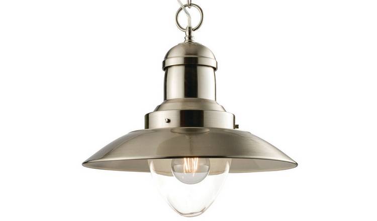 Loops Direct Ceiling Pendant Light - Satin Nickel and Clear Glass