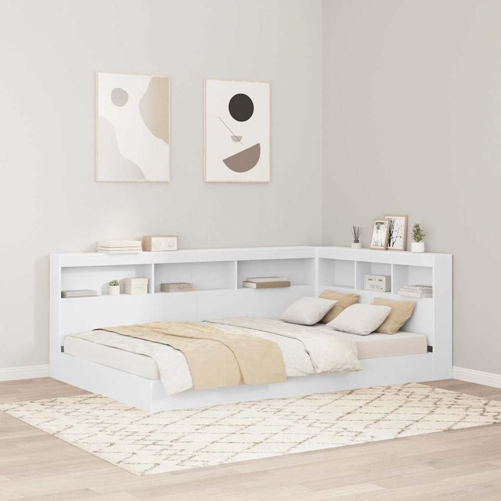 Walplus Engineered Wood Storage Headboard - White - 207.5 x 137.5 x 76.5 cm - Image 1