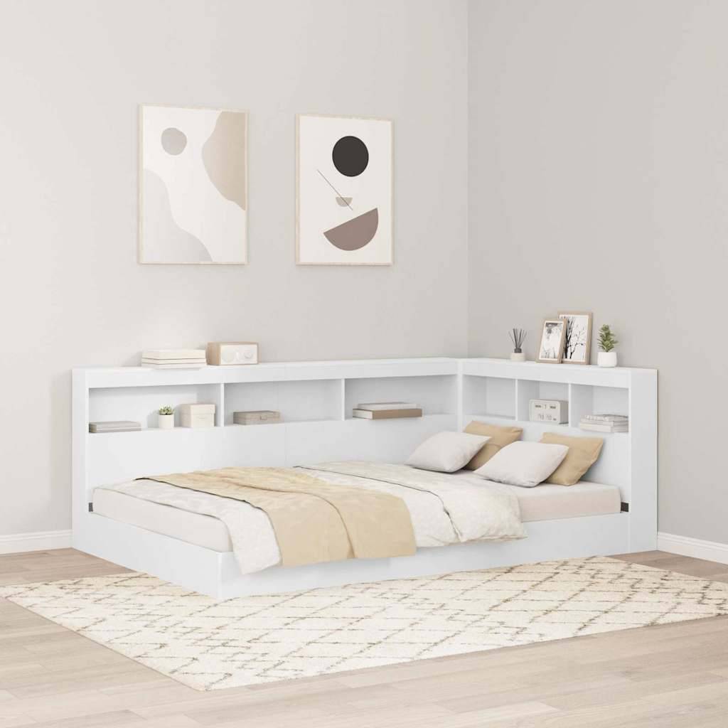 Walplus Engineered Wood Storage Headboard - White - 207.5 x 137.5 x 76.5 cm - Image 1