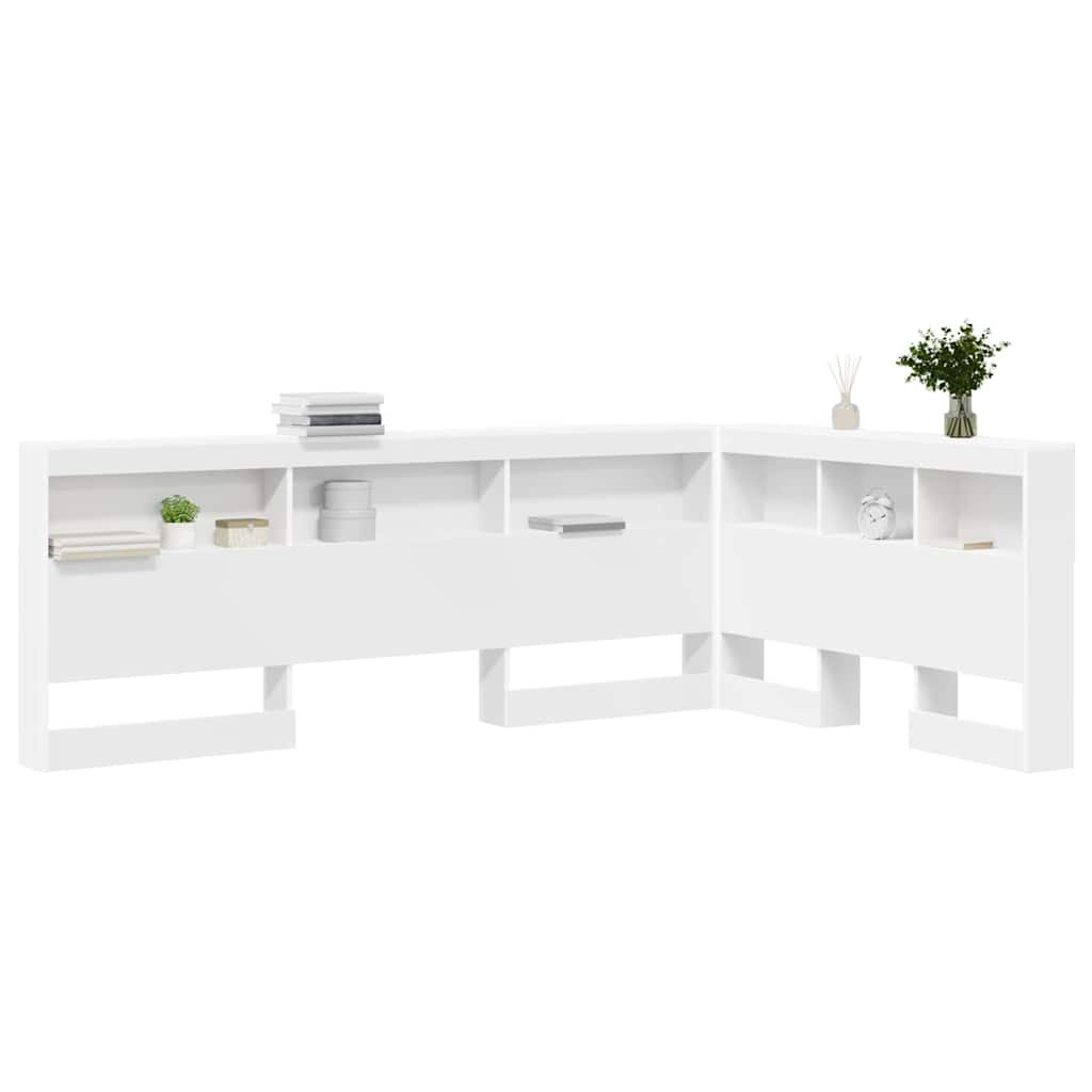 Walplus Engineered Wood Storage Headboard - White - 207.5 x 137.5 x 76.5 cm - Image 3