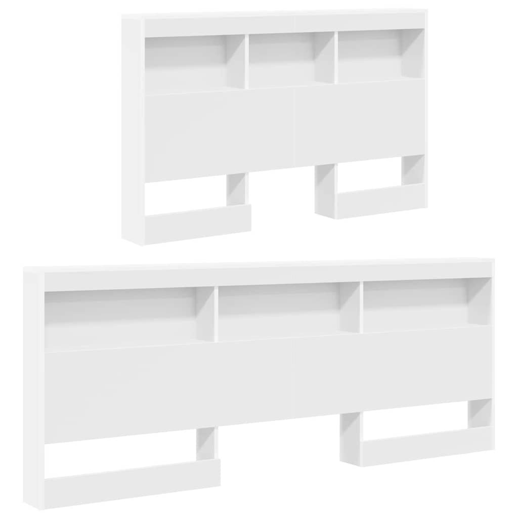 Walplus Engineered Wood Storage Headboard - White - 207.5 x 137.5 x 76.5 cm - Image 5