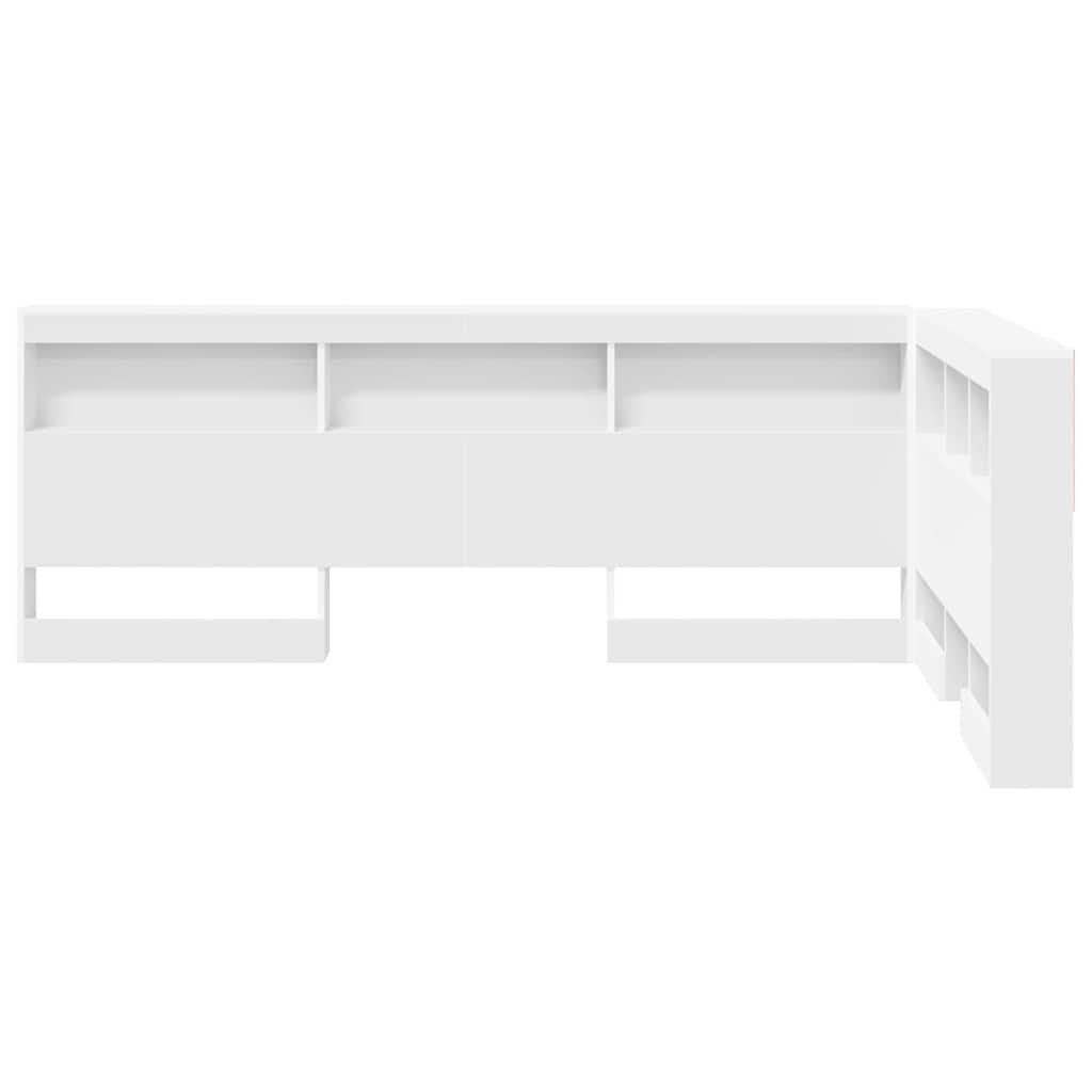 Walplus Engineered Wood Storage Headboard - White - 207.5 x 137.5 x 76.5 cm - Image 6