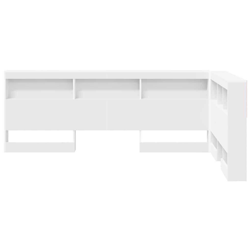 Walplus Engineered Wood Storage Headboard - White - 207.5 x 137.5 x 76.5 cm - Image 6