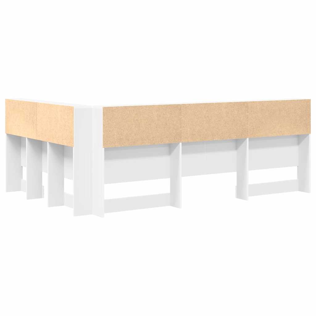 Walplus Engineered Wood Storage Headboard - White - 207.5 x 137.5 x 76.5 cm - Image 8