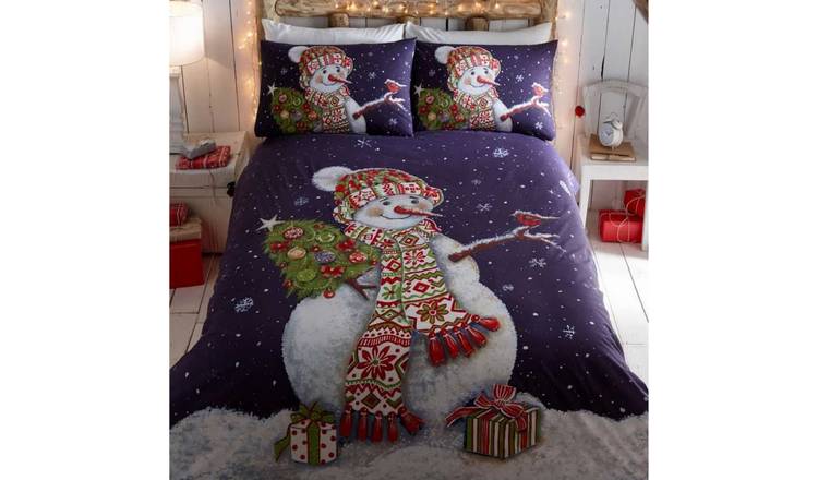 Portfolio Home Happy Snowman Blue Duvet Cover Set - Single
