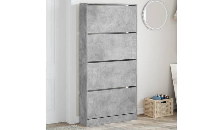 Walplus Engineered Wood Shoe Cabinet - Concrete Grey - 80 x 21 x 163.5 cm