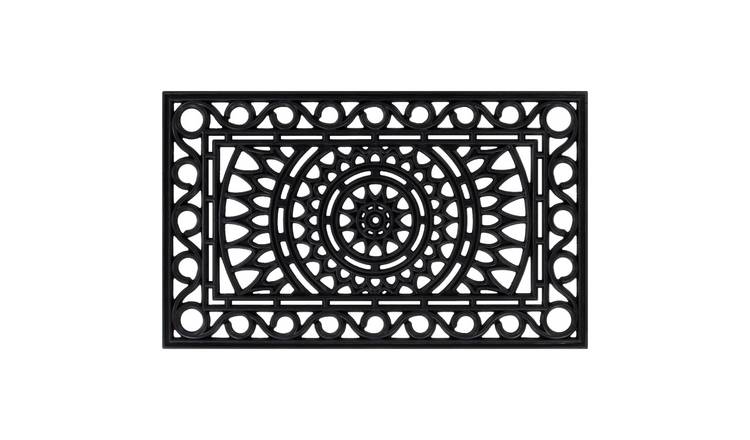 Walplus Rectangular Rubber Door Mat - Black - 45 x 75 cm