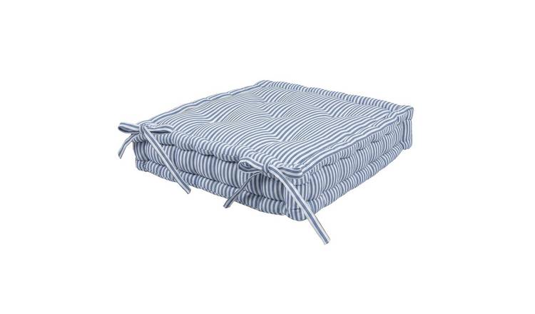 Harbour Housewares Square Seat Pad - 40 x 40cm - Blue Stripe