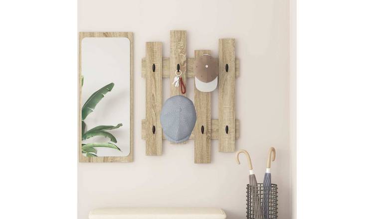 Walplus Engineered Wood Wall-Mounted Coat Rack - Sonoma oak - 60 x 3 x 82 cm