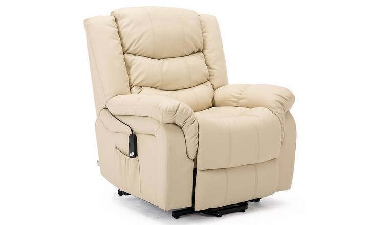 Furniture Online Seattle Single Motor Rise Recliner Bonded Leather Chair - Cream
