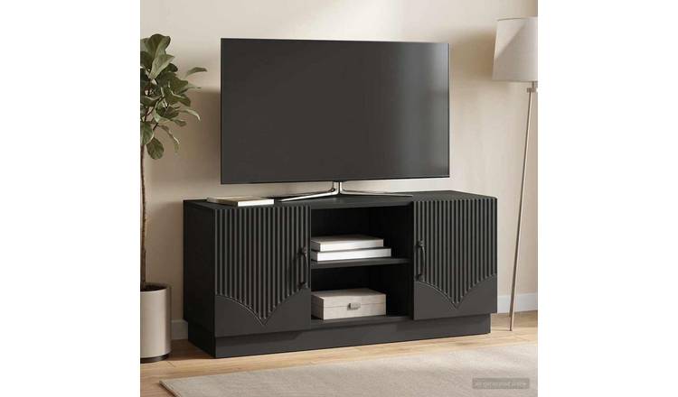 Walplus 2 Door Engineered Wood TV Cabinet - Black - 102 x 34.5 x 47 cm